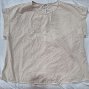 Beige Tan Short Sleeve Top Size 3X Cottagecore Fairycore Work Office Wear
